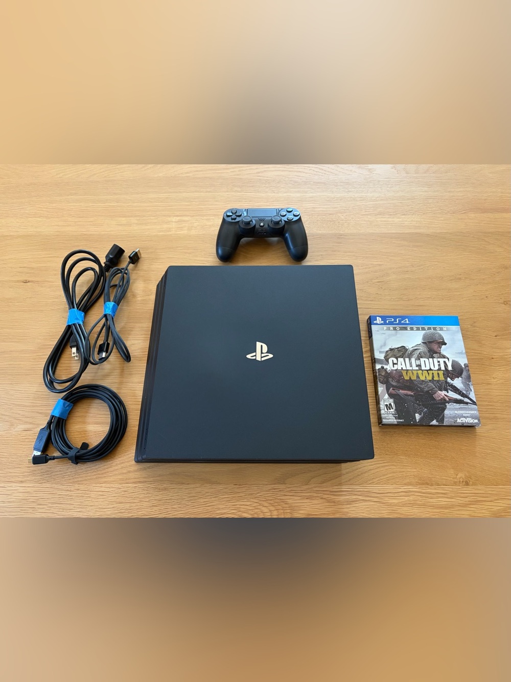 Sony PS4 Pro PlayStation 4 Pro in Jet Black with Controller + Call of Duty WWII